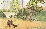 Carl Larsson Our Coourt-Yard oil painting on canvas